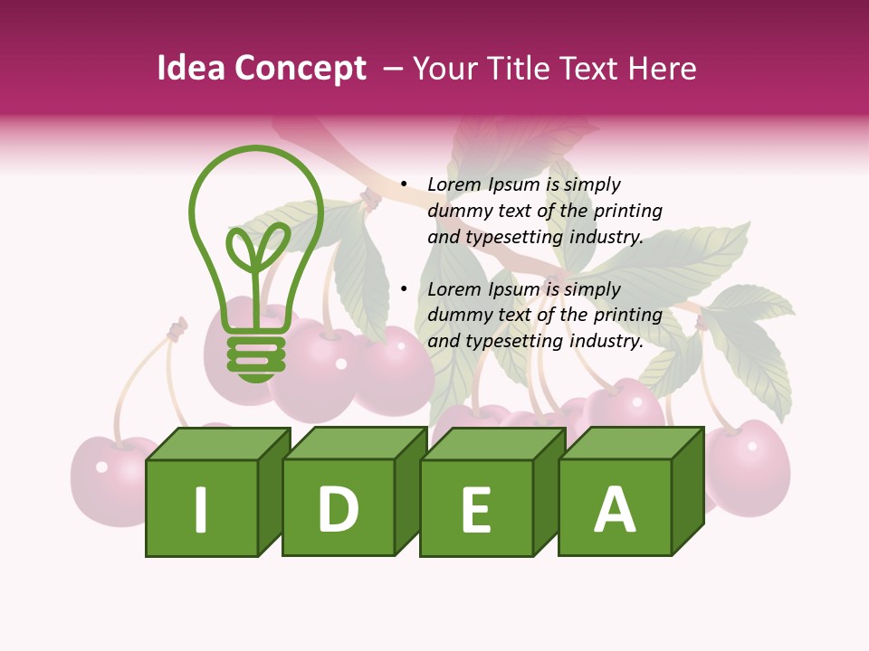 A Bunch Of Cherries On A Branch With Leaves PowerPoint Template