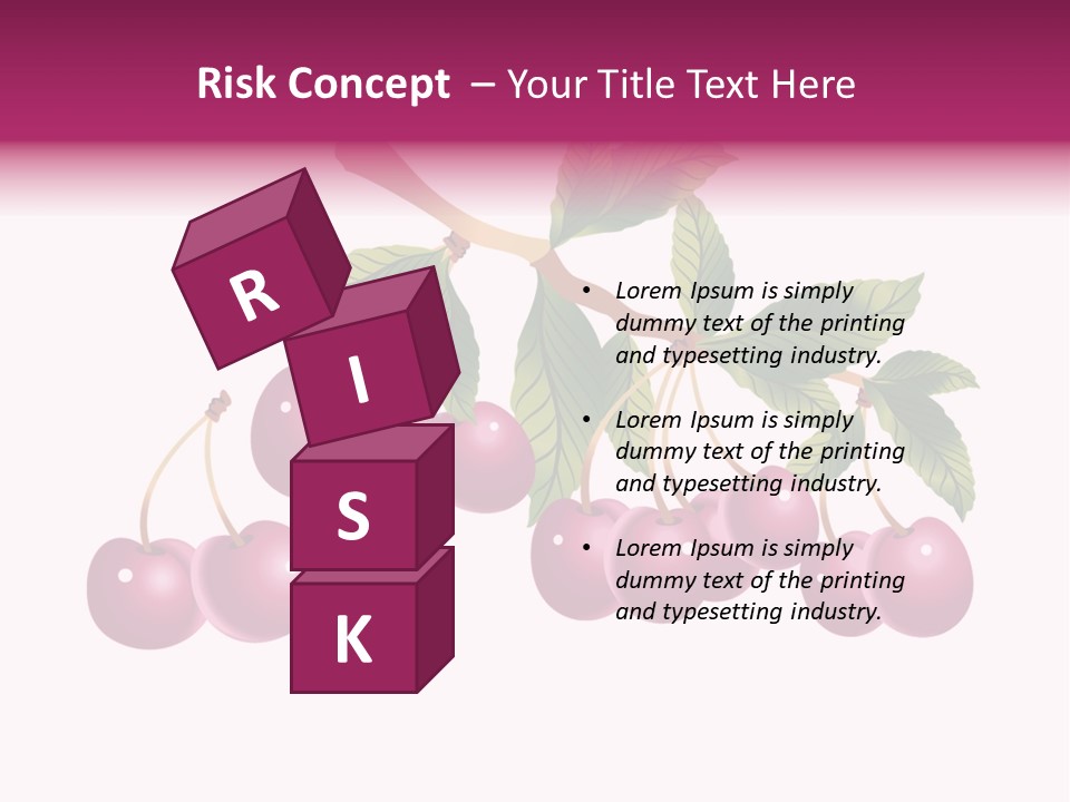 A Bunch Of Cherries On A Branch With Leaves PowerPoint Template