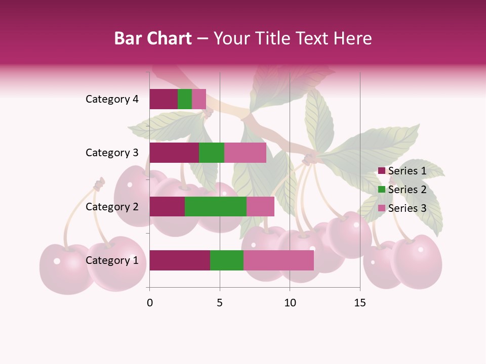 A Bunch Of Cherries On A Branch With Leaves PowerPoint Template