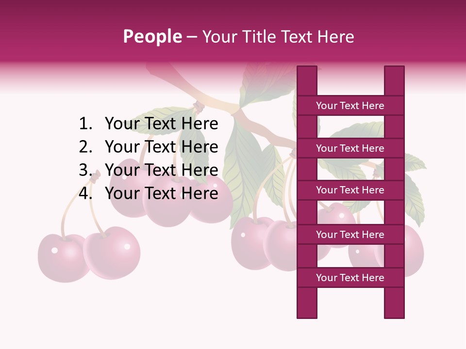 A Bunch Of Cherries On A Branch With Leaves PowerPoint Template