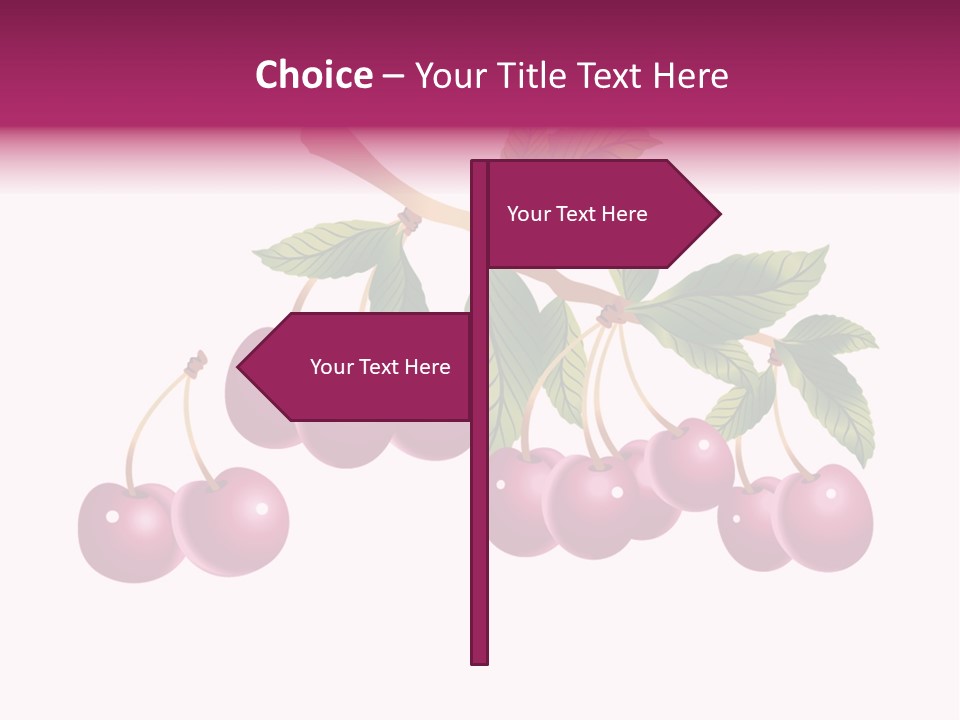 A Bunch Of Cherries On A Branch With Leaves PowerPoint Template