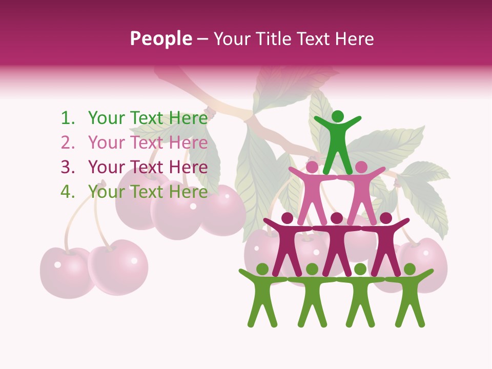 A Bunch Of Cherries On A Branch With Leaves PowerPoint Template