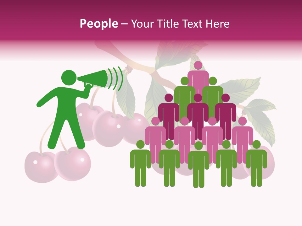 A Bunch Of Cherries On A Branch With Leaves PowerPoint Template