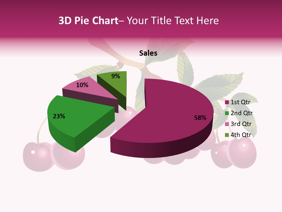 A Bunch Of Cherries On A Branch With Leaves PowerPoint Template