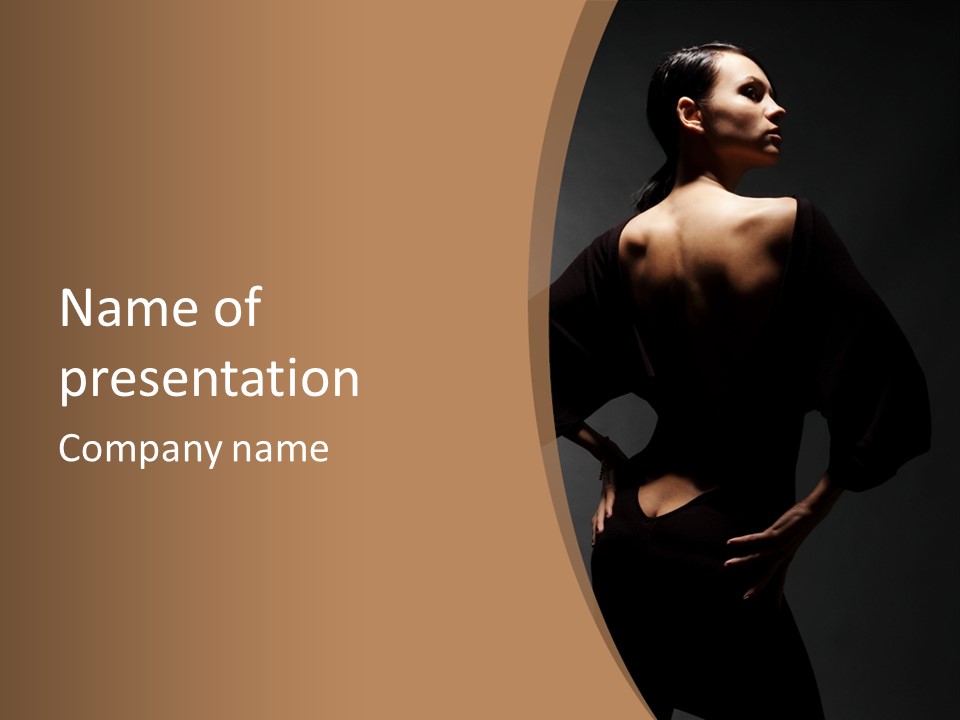 A Woman In A Black Dress With Her Hands On Her Hips PowerPoint Template