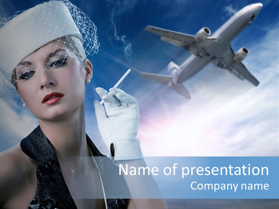 Cloud Female Flying PowerPoint Template