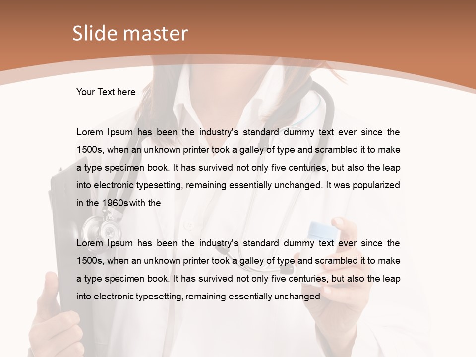 A Woman Doctor With A Stethoscope In Her Hand PowerPoint Template