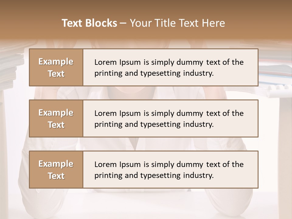 A Woman Sitting At A Desk With A Pile Of Papers PowerPoint Template