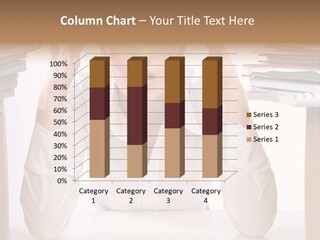 A Woman Sitting At A Desk With A Pile Of Papers PowerPoint Template