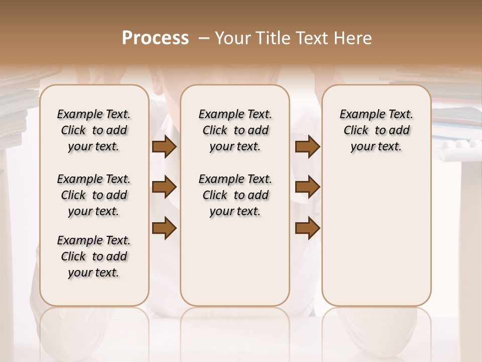 A Woman Sitting At A Desk With A Pile Of Papers PowerPoint Template