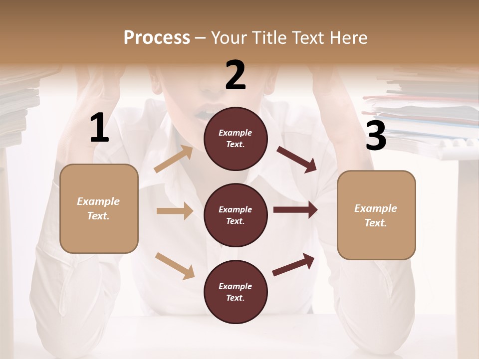 A Woman Sitting At A Desk With A Pile Of Papers PowerPoint Template