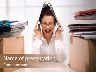 Manager Caucasian Pile PowerPoint Template