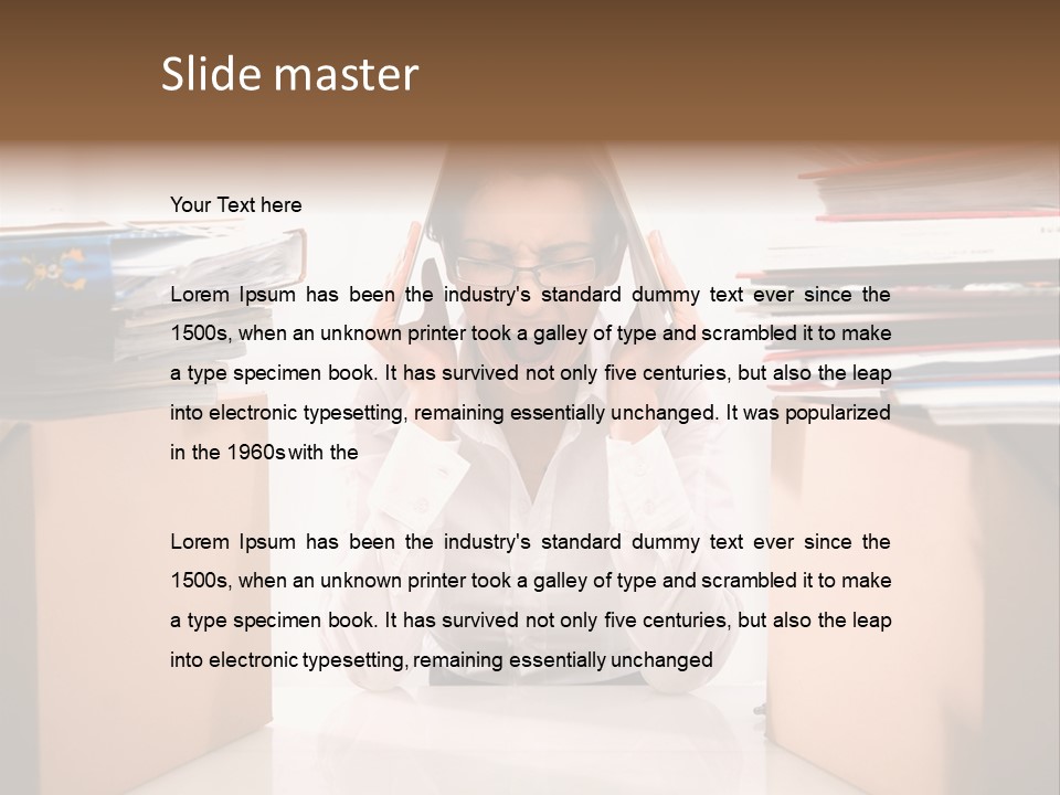 Manager Caucasian Pile PowerPoint Template