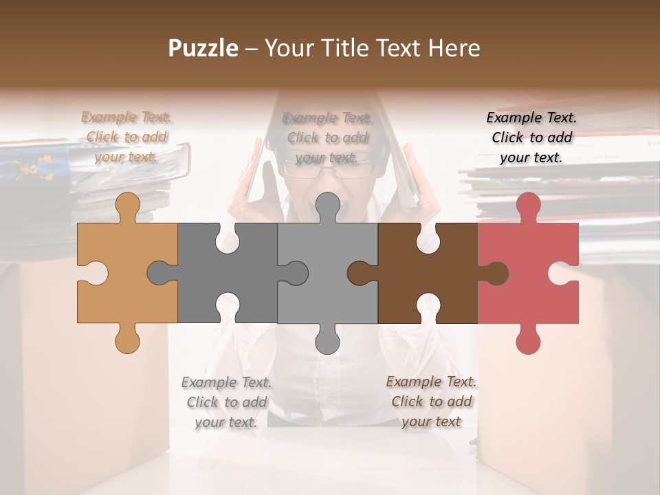 Manager Caucasian Pile PowerPoint Template