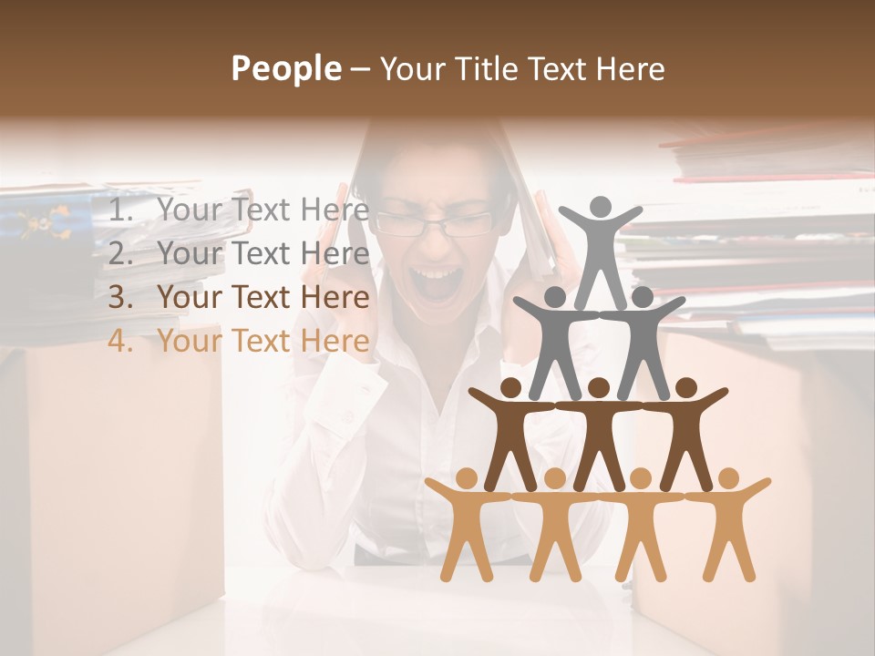 Manager Caucasian Pile PowerPoint Template