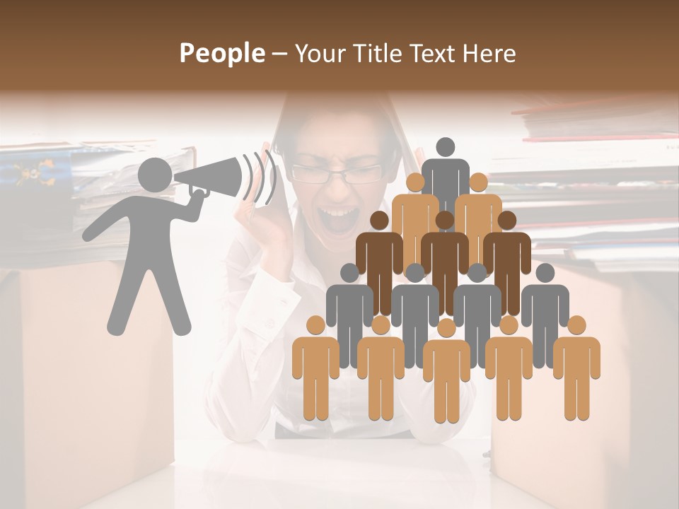 Manager Caucasian Pile PowerPoint Template