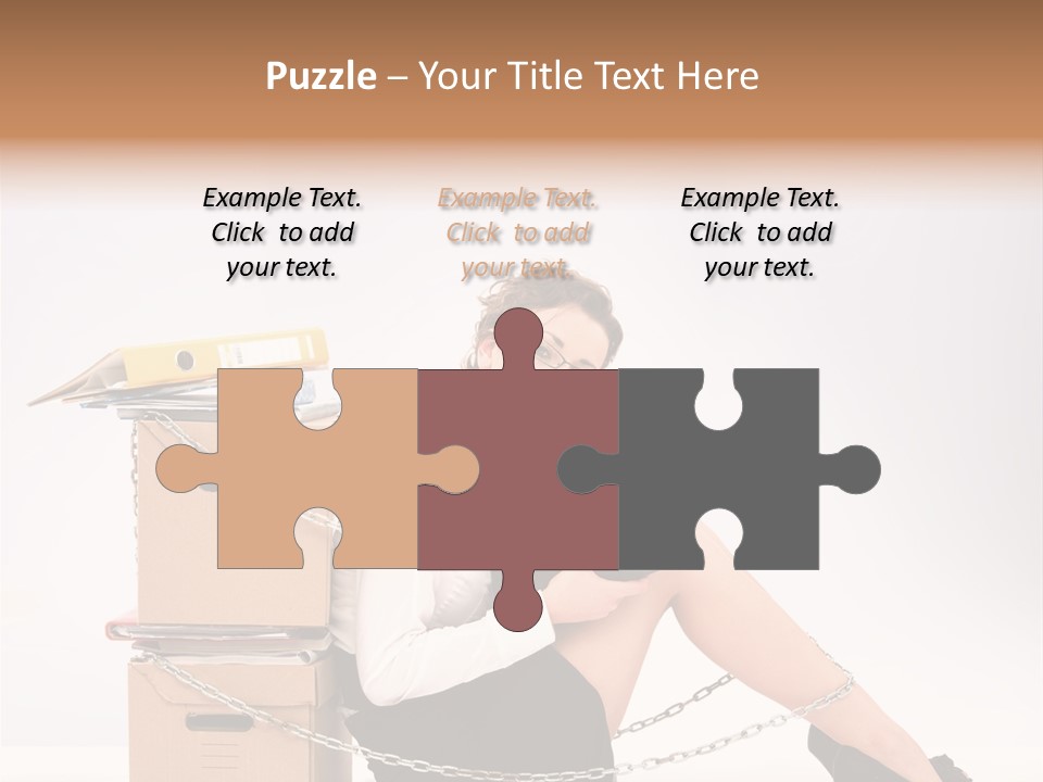 A Woman Sitting On A Box With A Chain Around Her Legs PowerPoint Template