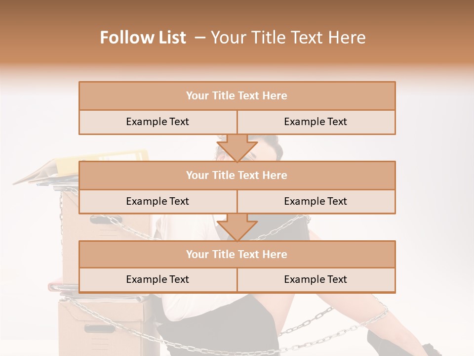 A Woman Sitting On A Box With A Chain Around Her Legs PowerPoint Template
