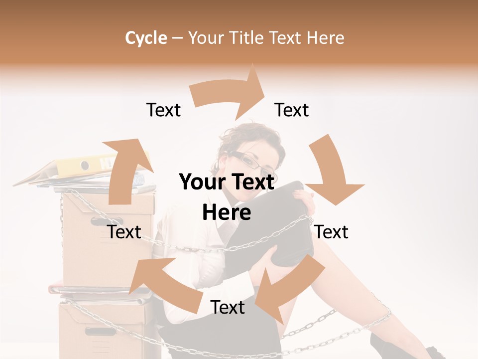 A Woman Sitting On A Box With A Chain Around Her Legs PowerPoint Template