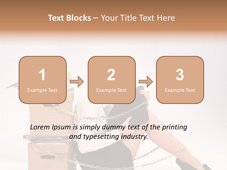 A Woman Sitting On A Box With A Chain Around Her Legs PowerPoint Template