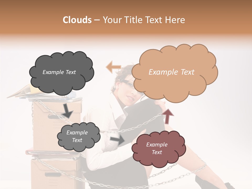 A Woman Sitting On A Box With A Chain Around Her Legs PowerPoint Template