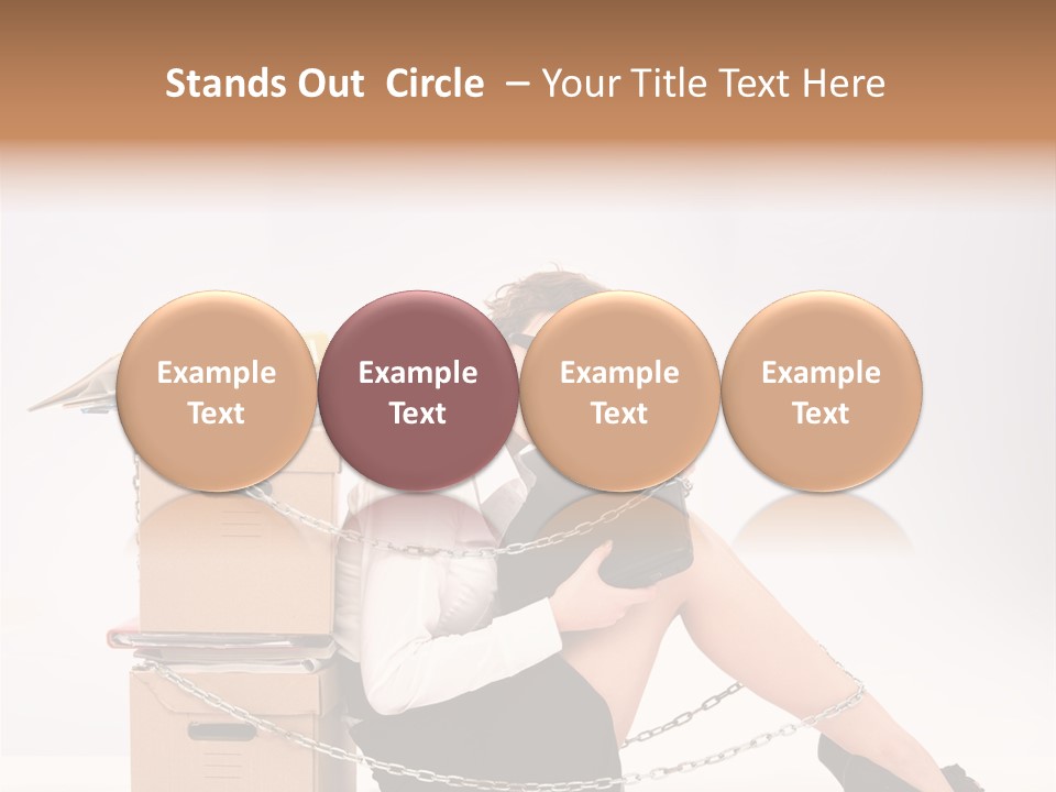 A Woman Sitting On A Box With A Chain Around Her Legs PowerPoint Template