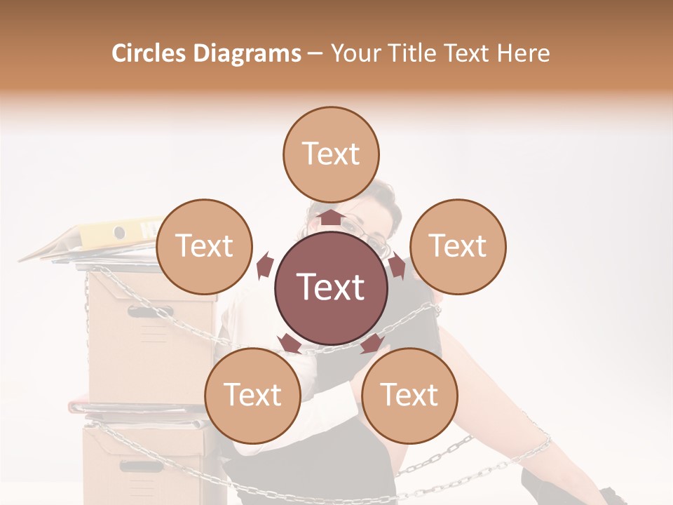 A Woman Sitting On A Box With A Chain Around Her Legs PowerPoint Template