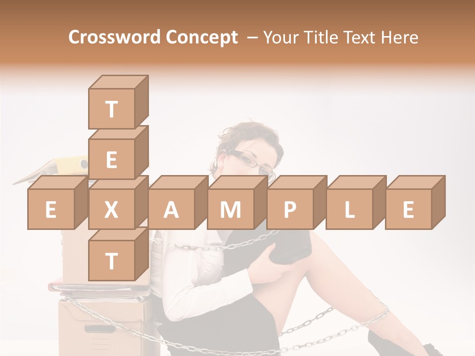 A Woman Sitting On A Box With A Chain Around Her Legs PowerPoint Template