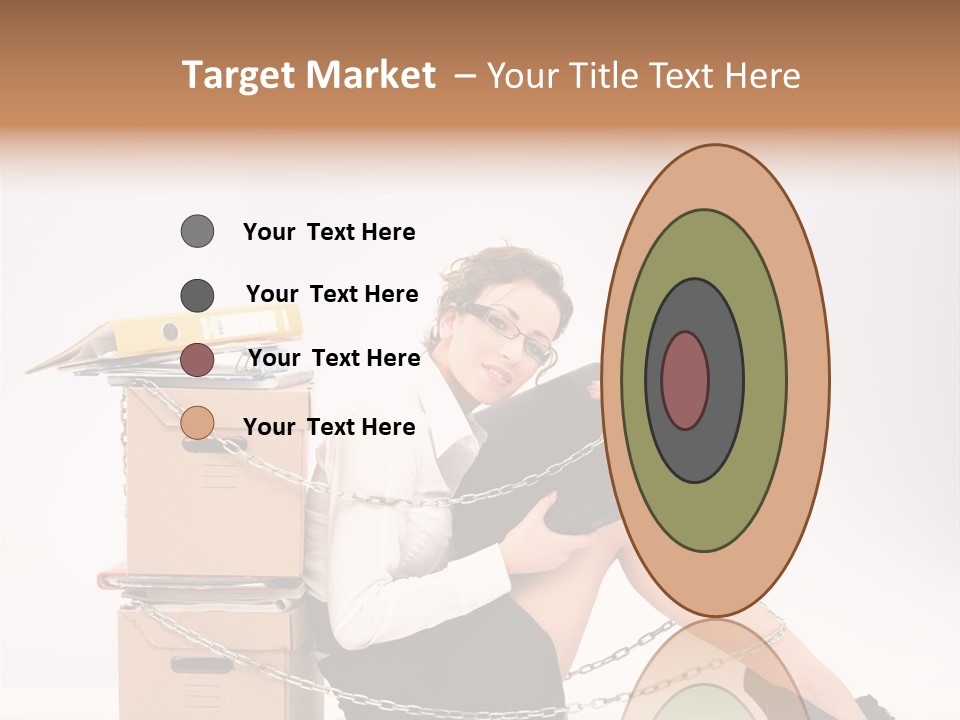 A Woman Sitting On A Box With A Chain Around Her Legs PowerPoint Template