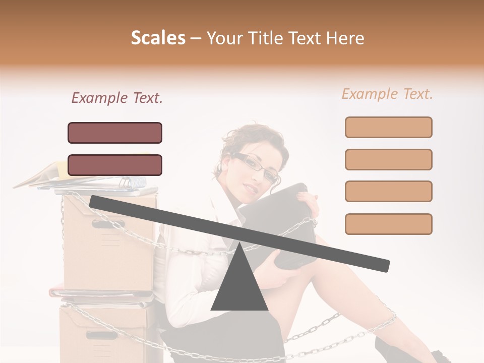 A Woman Sitting On A Box With A Chain Around Her Legs PowerPoint Template