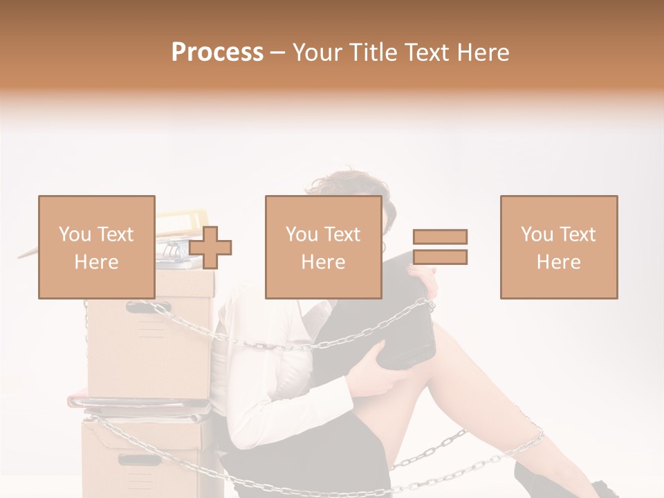 A Woman Sitting On A Box With A Chain Around Her Legs PowerPoint Template