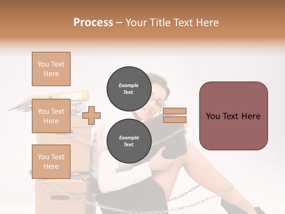 A Woman Sitting On A Box With A Chain Around Her Legs PowerPoint Template