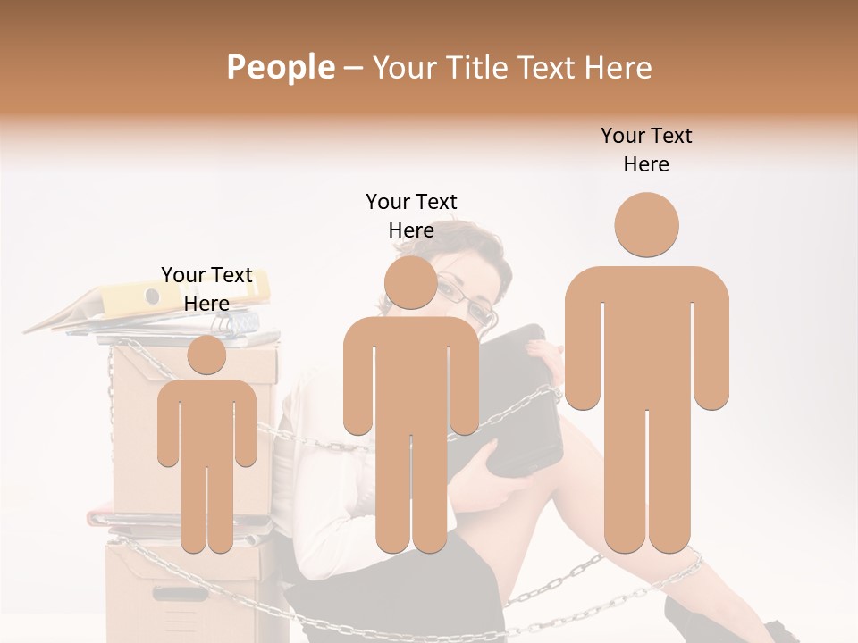 A Woman Sitting On A Box With A Chain Around Her Legs PowerPoint Template