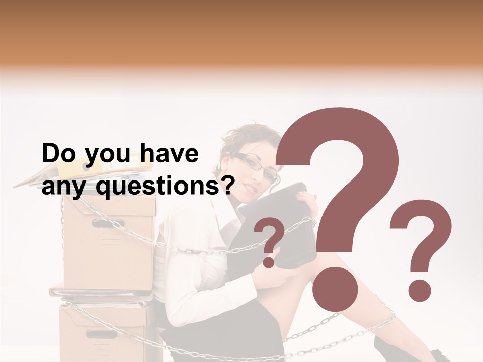 A Woman Sitting On A Box With A Chain Around Her Legs PowerPoint Template