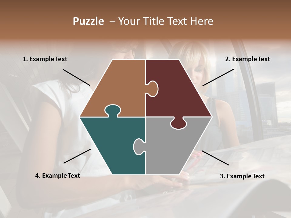 Two Women Are Looking At A Piece Of Paper PowerPoint Template