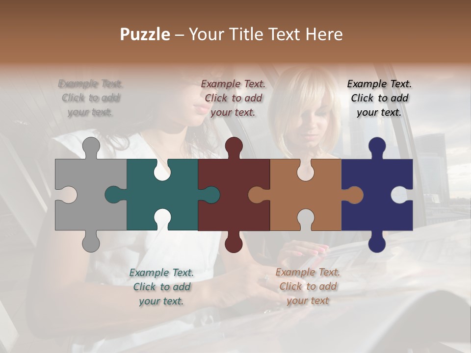 Two Women Are Looking At A Piece Of Paper PowerPoint Template