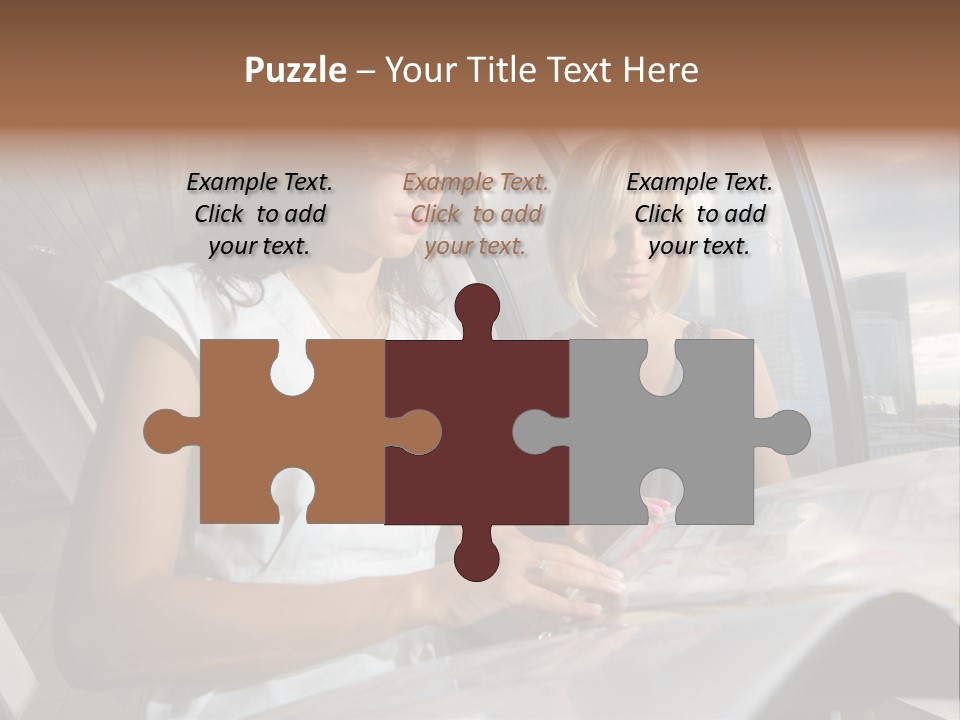 Two Women Are Looking At A Piece Of Paper PowerPoint Template