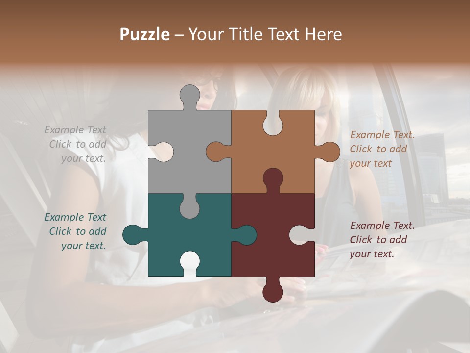 Two Women Are Looking At A Piece Of Paper PowerPoint Template