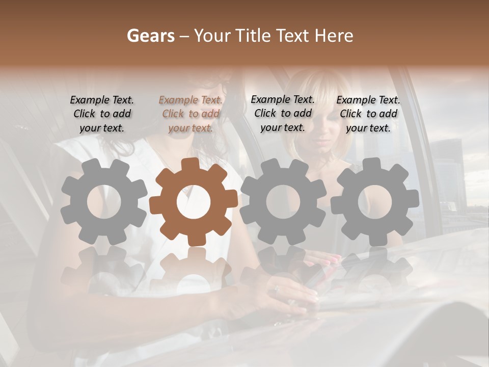 Two Women Are Looking At A Piece Of Paper PowerPoint Template