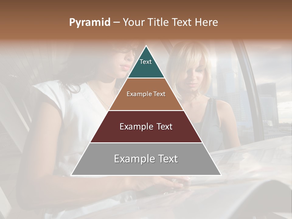 Two Women Are Looking At A Piece Of Paper PowerPoint Template