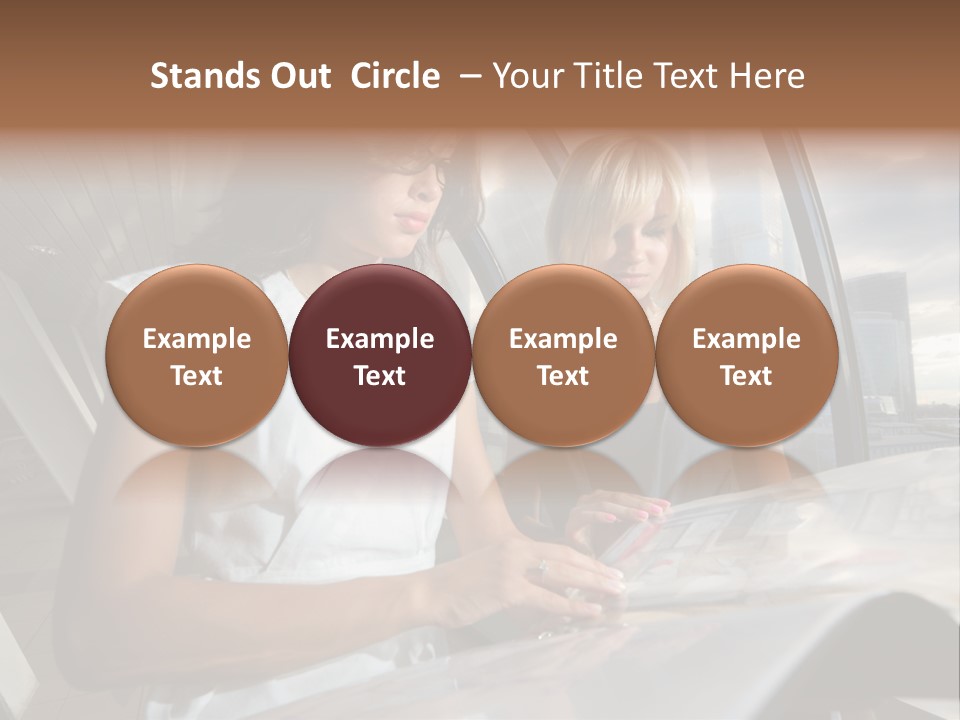 Two Women Are Looking At A Piece Of Paper PowerPoint Template