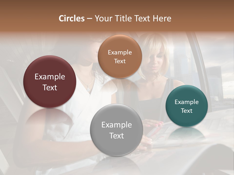 Two Women Are Looking At A Piece Of Paper PowerPoint Template