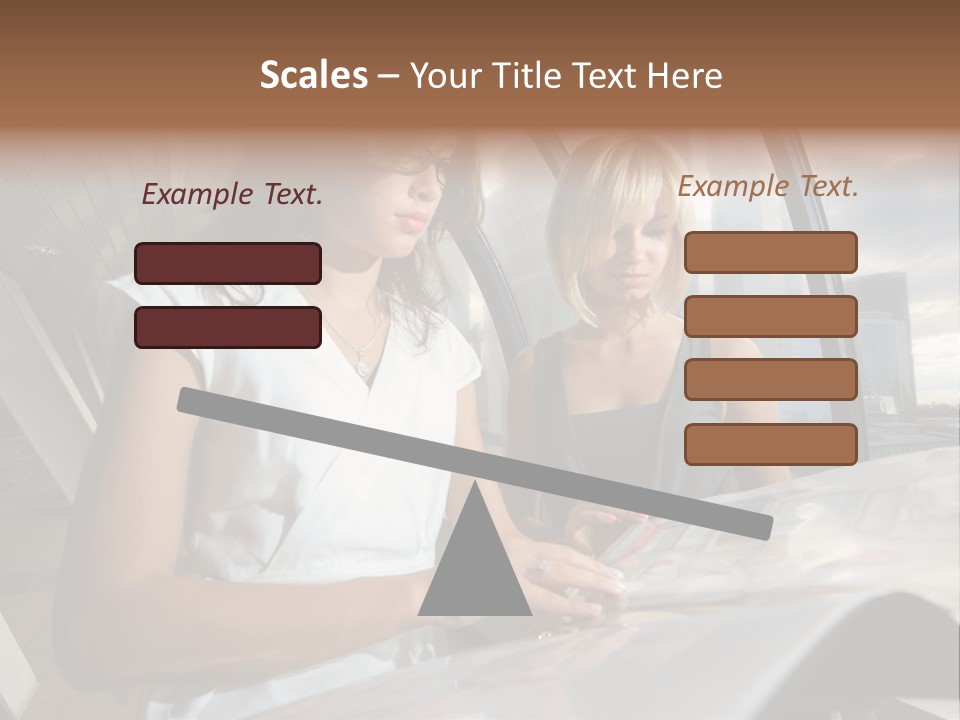 Two Women Are Looking At A Piece Of Paper PowerPoint Template