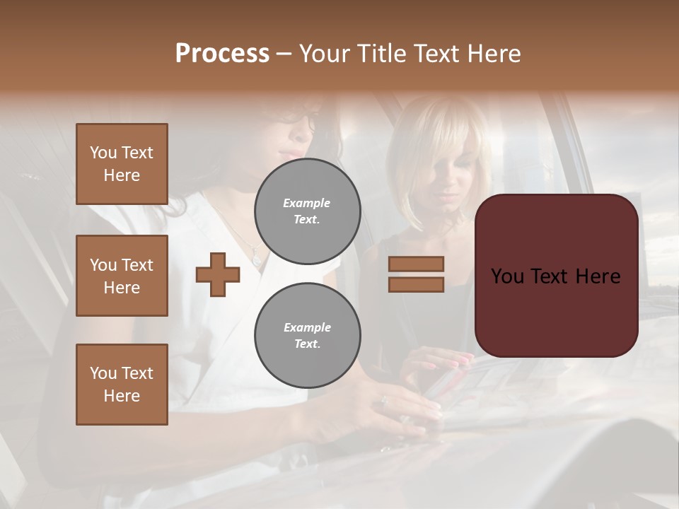 Two Women Are Looking At A Piece Of Paper PowerPoint Template