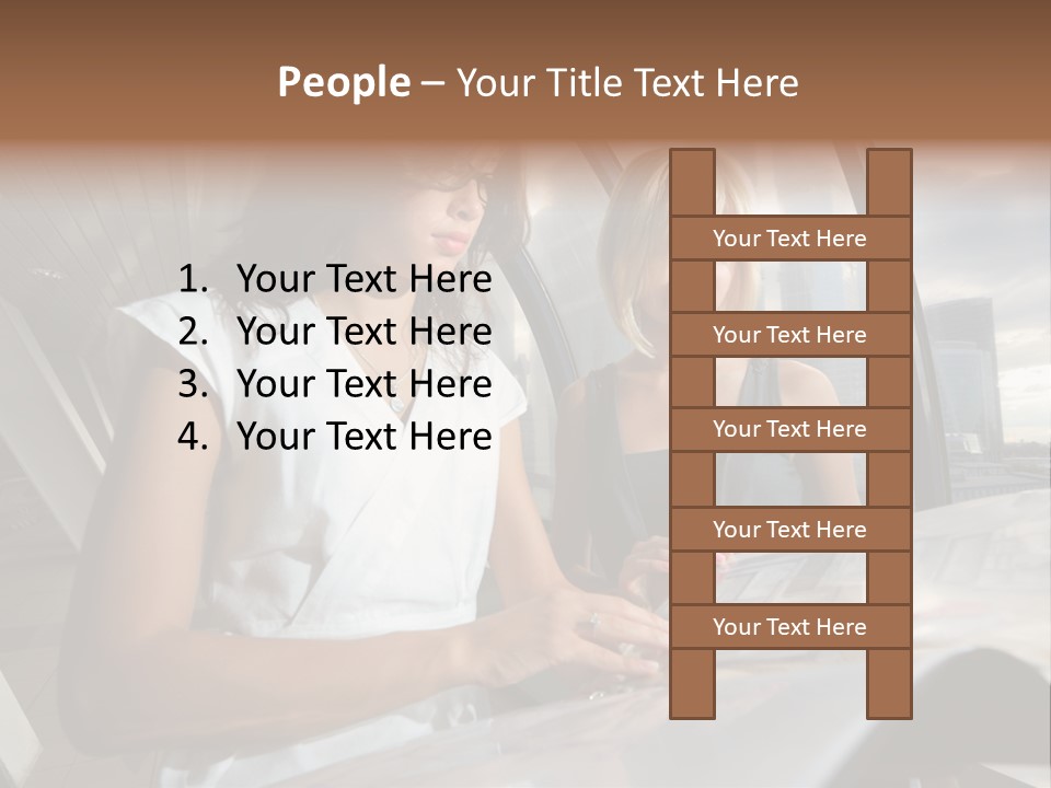 Two Women Are Looking At A Piece Of Paper PowerPoint Template