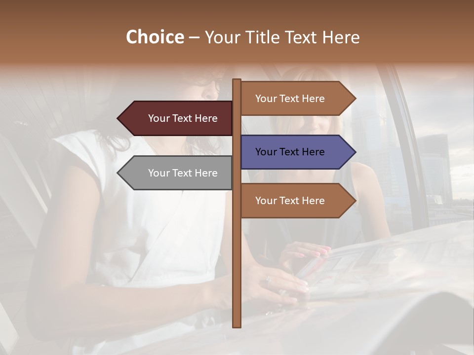 Two Women Are Looking At A Piece Of Paper PowerPoint Template