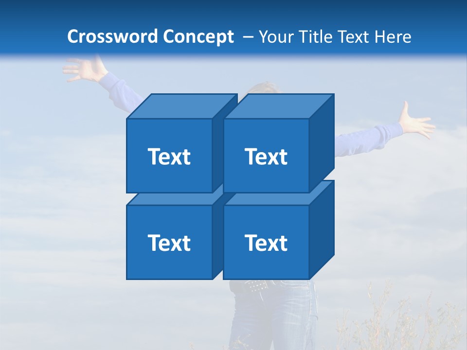 A Woman Standing In A Field With Her Arms Outstretched PowerPoint Template