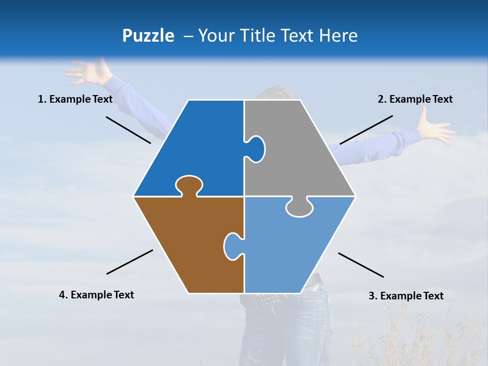 A Woman Standing In A Field With Her Arms Outstretched PowerPoint Template