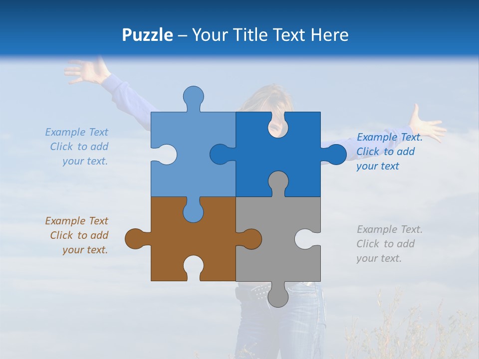 A Woman Standing In A Field With Her Arms Outstretched PowerPoint Template