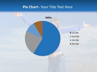 A Woman Standing In A Field With Her Arms Outstretched PowerPoint Template